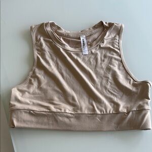 Kimberly Tan Sports Bra crop tank top size L Large